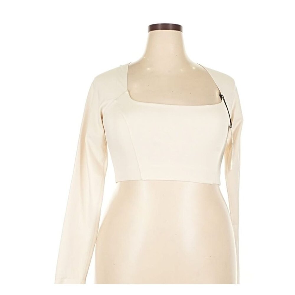 GIRLFRIEND COLLECTIVE Kinsley Ivory Square Neck Long Sleeve Crop Top XL NWT
